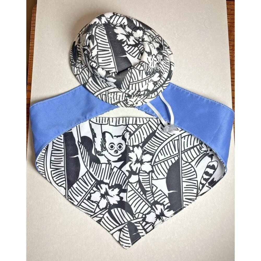 Vibrant Life Dog Pet Bandana & Hat Size S/M Reversible Blue and Black & White